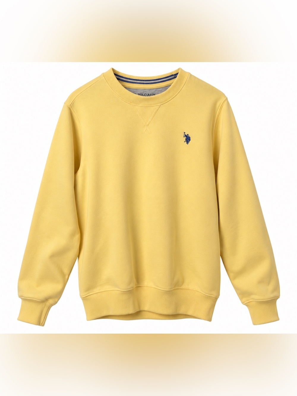 U.S. Polo Assn. Men's Crewneck Sweatshirt in Yellow with Navy Logo